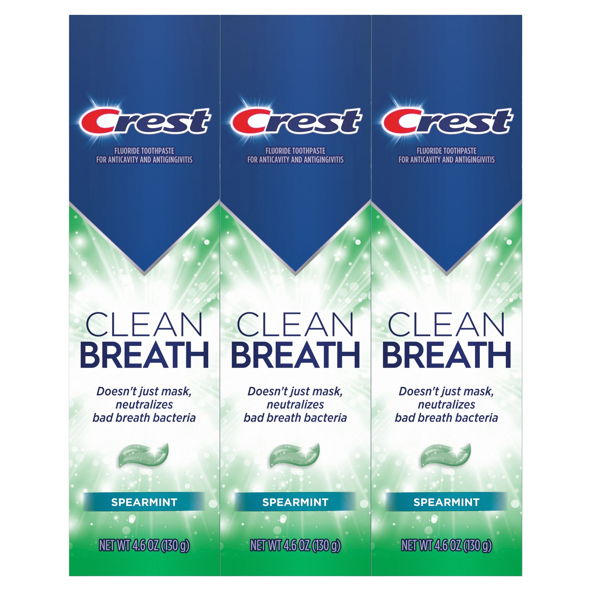 Crest Plus Clean Breath Spearmint Toothpaste, 4.6 oz., 3 pk.