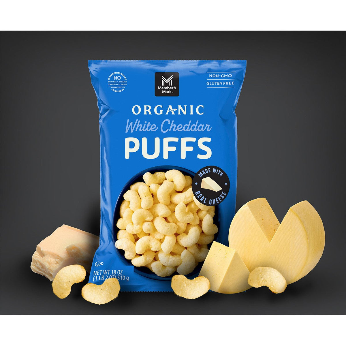 Member's Mark Organic White Cheddar Puffs, 18 oz.