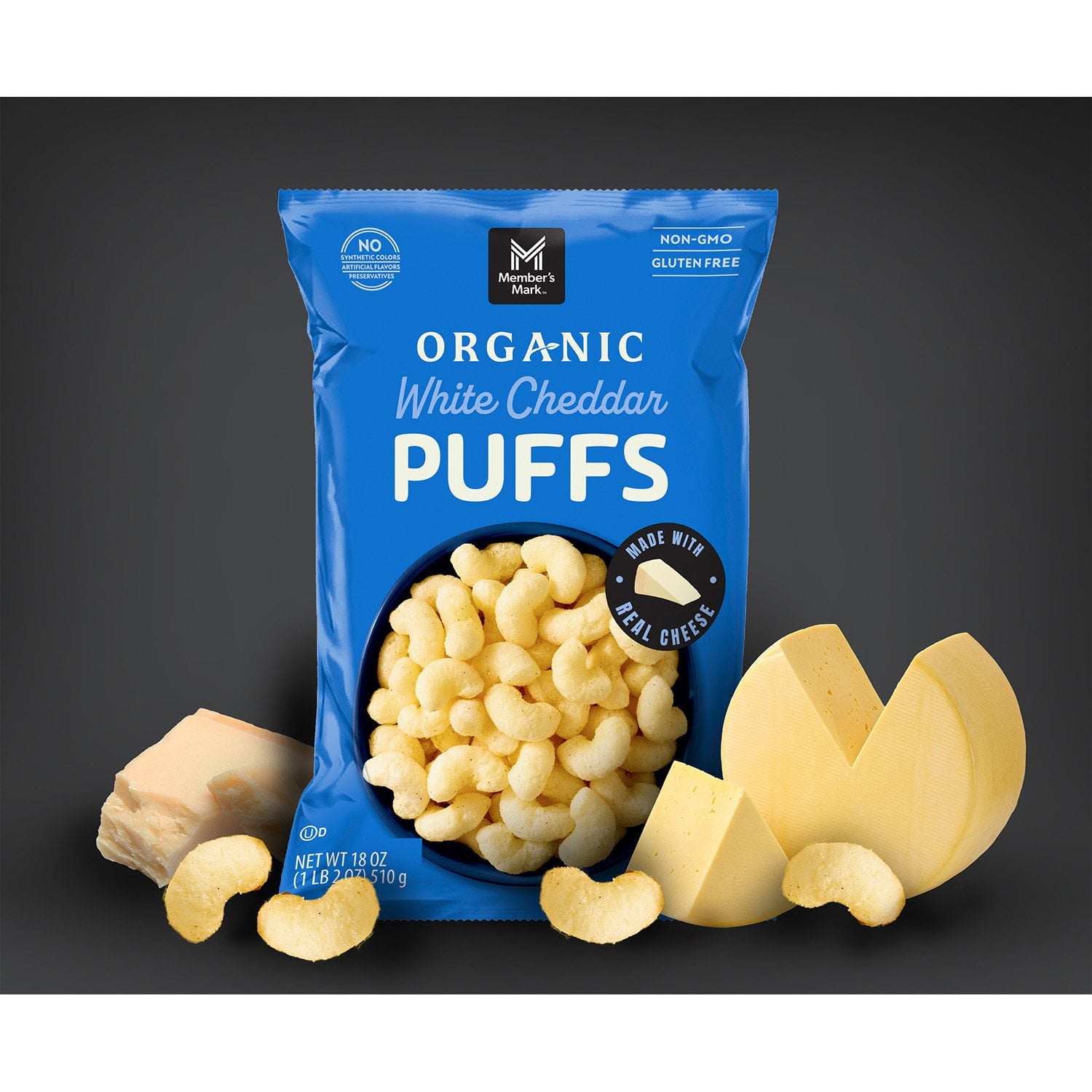 Member's Mark Organic White Cheddar Puffs, 18 oz.