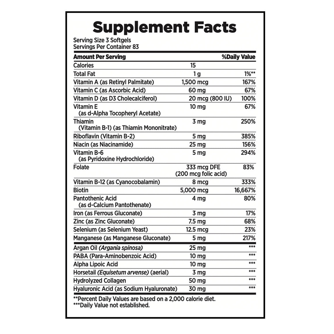 Nature's Bounty Hair, Skin & Nails Softgels 250 ct
