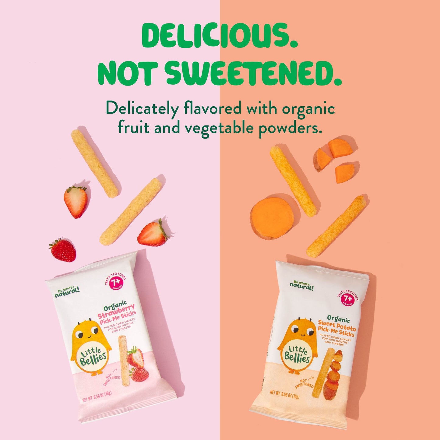 Little Bellies Pick-Me Sticks Variety Pack, Strawberry & Sweet Potato, 0.56 oz., 10 ct.
