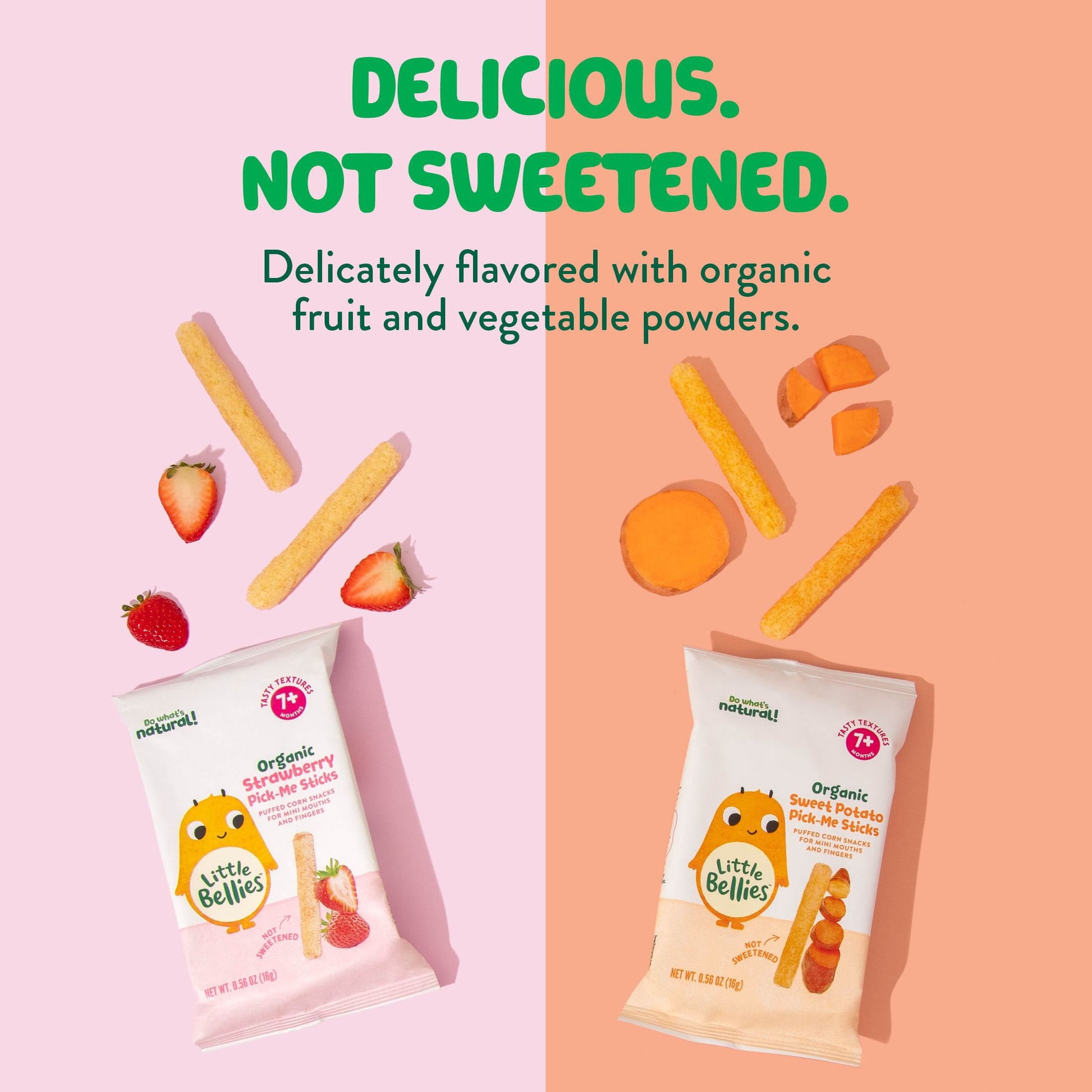 Little Bellies Pick-Me Sticks Variety Pack, Strawberry & Sweet Potato, 0.56 oz., 10 ct.