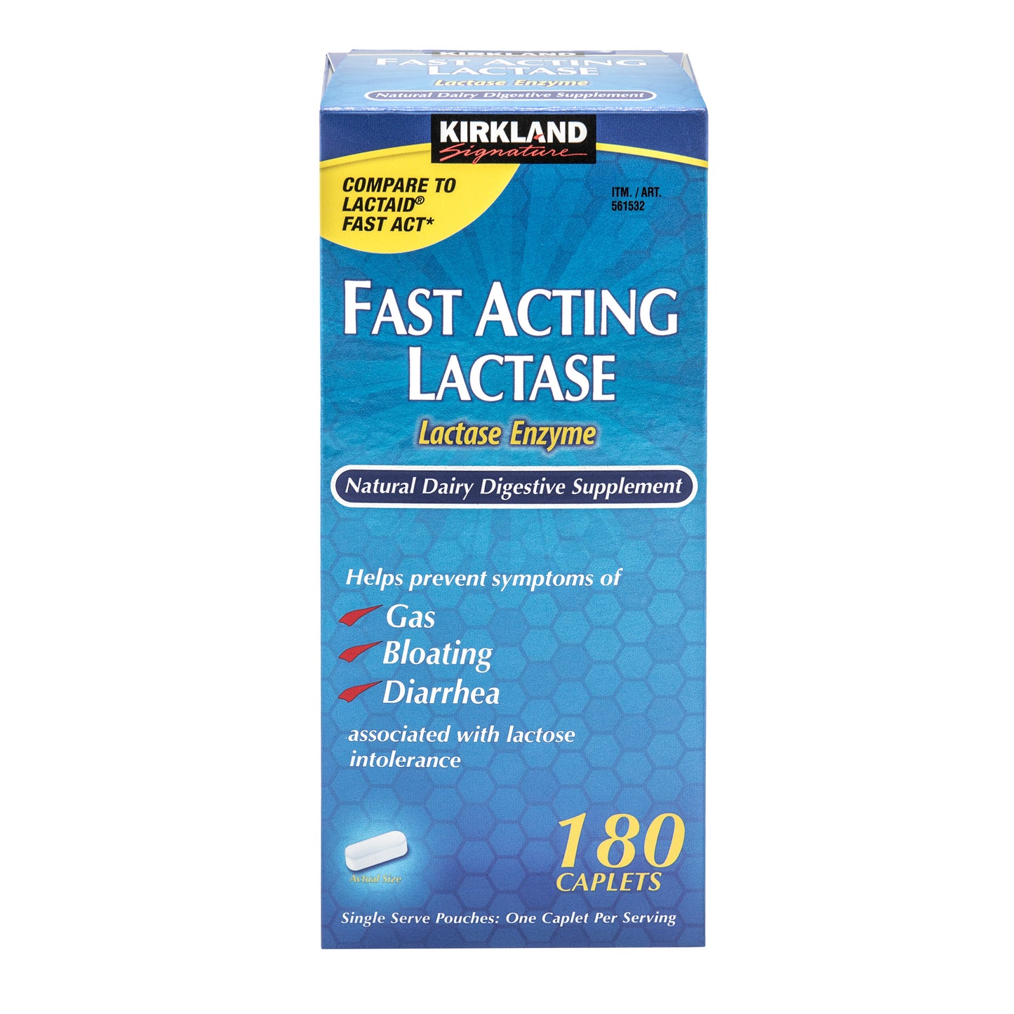 KIRKLAND SIGNATURE FAST ACTING LACTASE CAPLETS 180 COUNT