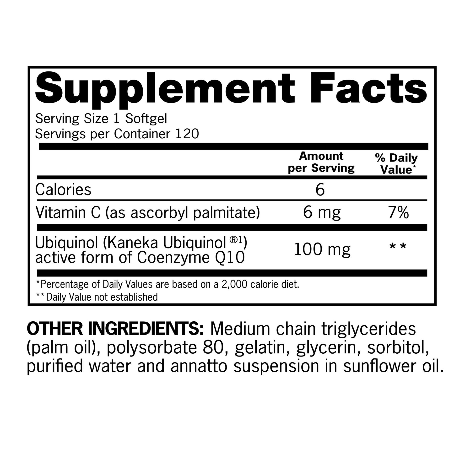 QUNOL MEGA COQ10 UBIQUINOL 120 COUNT 100MG