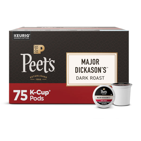 Peet's Coffee Dark Roast K-cup Pods, Major Dickason's Blend, 75 ct .