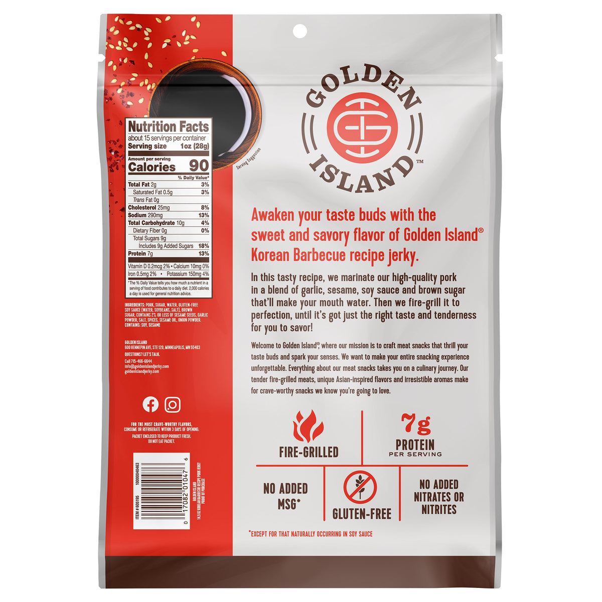 GOLDEN ISLAND KOREAN BBQ PORK JERKY 14.5 OZ