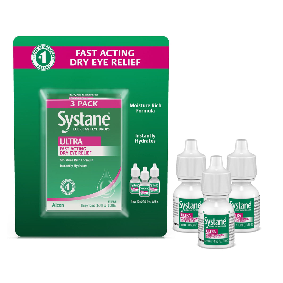 Systane Ultra Lubricant Eye Drops, 1/3 fl. oz., 3 pk.