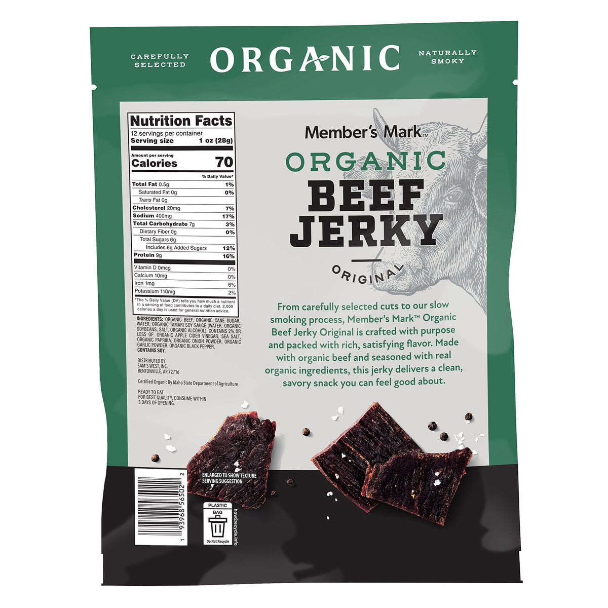 Member's Mark Original Organic Beef Jerky, 12 oz.