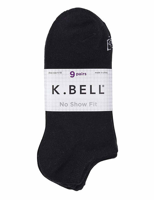 K. Bell Women's No Show Socks (Pack of 9 Pairs) No-Slip Pocket Heel