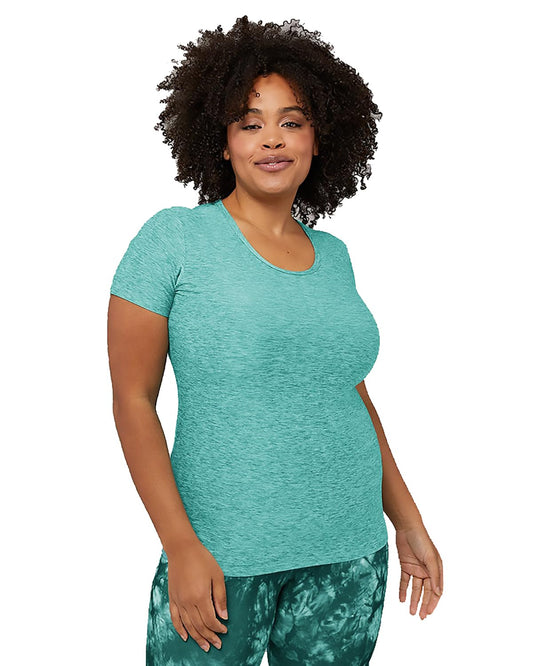 2 Pack 32 Degrees Women's Cool Frabic Fitted Lightweight T-Shirt | Moisture Wicking | Anti-Odor | Quick Dry (as1, Alpha, x_s, Regular, Regular, Green Heather)