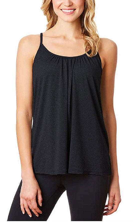 32 Degrees Camisole with Built In Bra for Women (XL, Black)