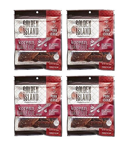 Golden Island Natural Style Pork Jerky, Korean Barbecue Recipe, 14.5oz (Pack of 4)