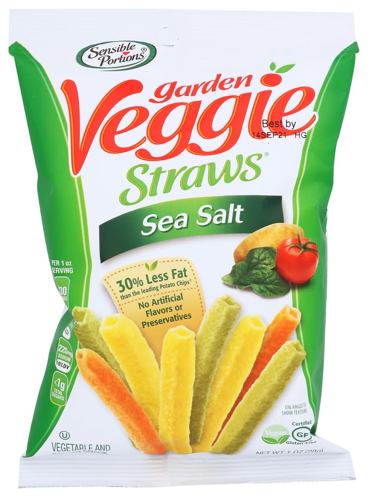 Sensible Portions Garden Veggie Straws, Sea Salt, 1 oz. (Pack of 24)
