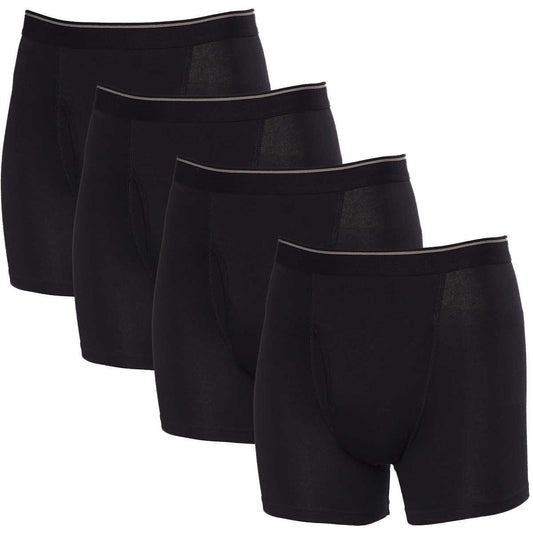 Kirkland Signature 4 Stretch Cotton Boxer Briefs Comfort Fit, Black/Gray, Large
