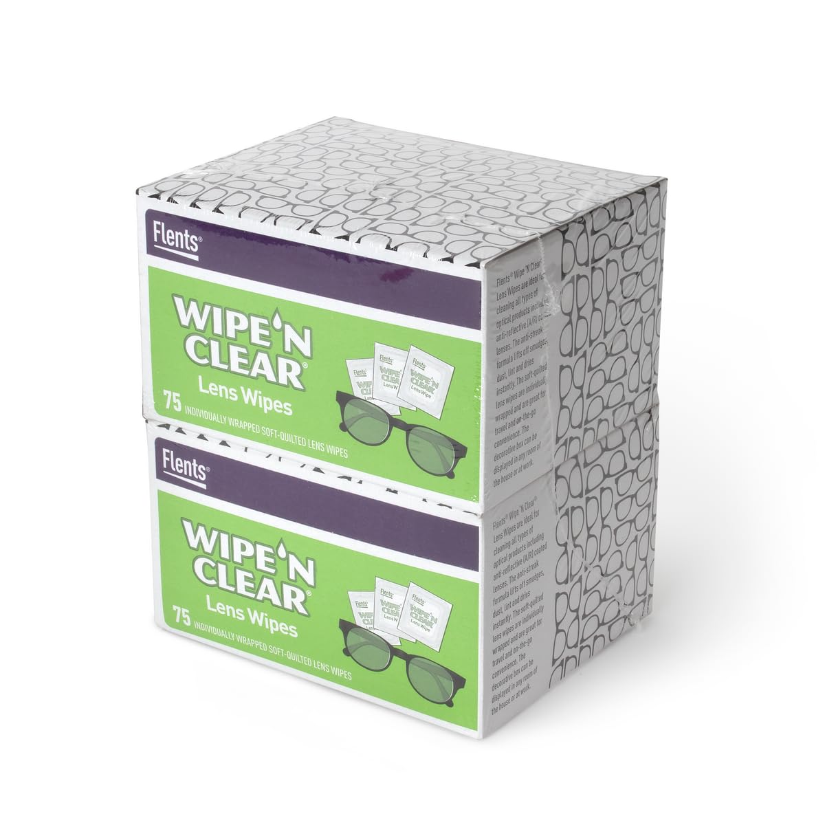 Flents Lens Wipes, Wipe 'N Clear, 150 Count, Pre-Moistened, Streak-Free, Safe for Glasses, Sunglasses, Gentle Cleaning, Clear Vision, Individually Wrapped for Travel & Convenience, Made in the USA