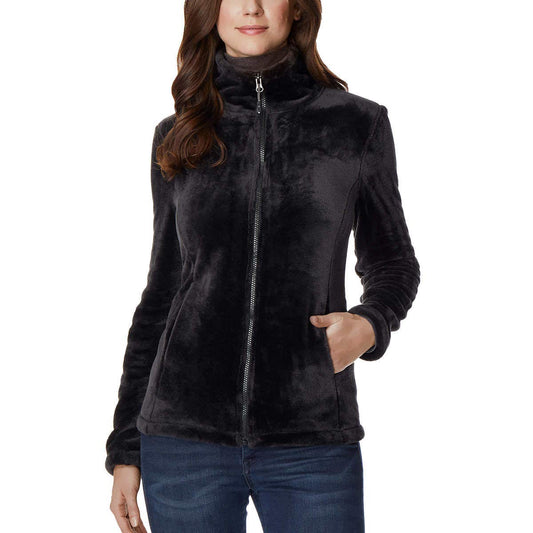 Womens Luxe Faux Fur Jacket, Black, XSmall