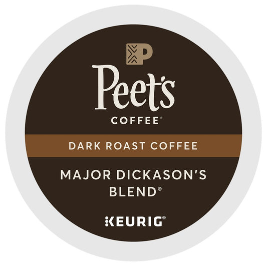Peet's Coffee Major Dickason's Blend dark roast single serve capsules for Keurig K-Cup pods, 66 Count