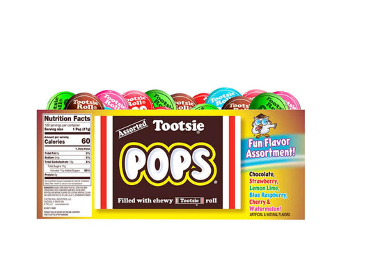 Tootsie 0508 Tootsie Pops, 0.6 oz, Assorted Flavors, 100/Box