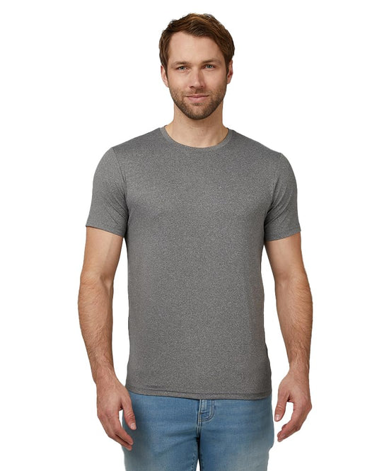 32 Degrees Mens Cool Quick Dry Active Basic Crew T-Shirt, Grey Heather, X-Large