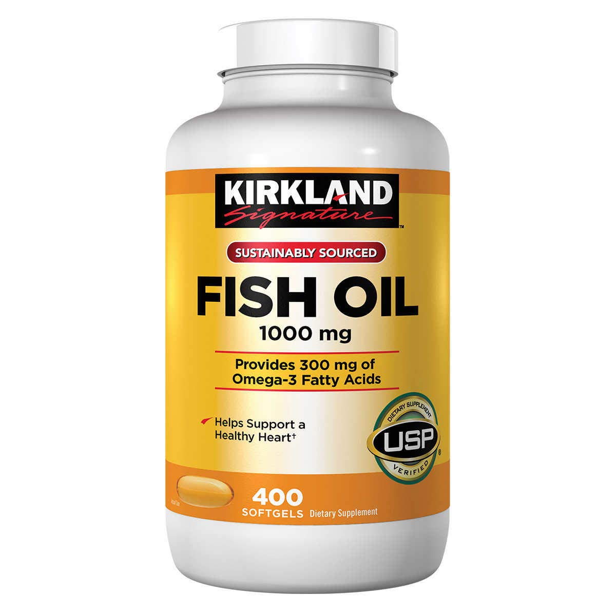 KIRKLAND Signature Fish Oil 1000 mg., 400 Softgels (3 Pack)