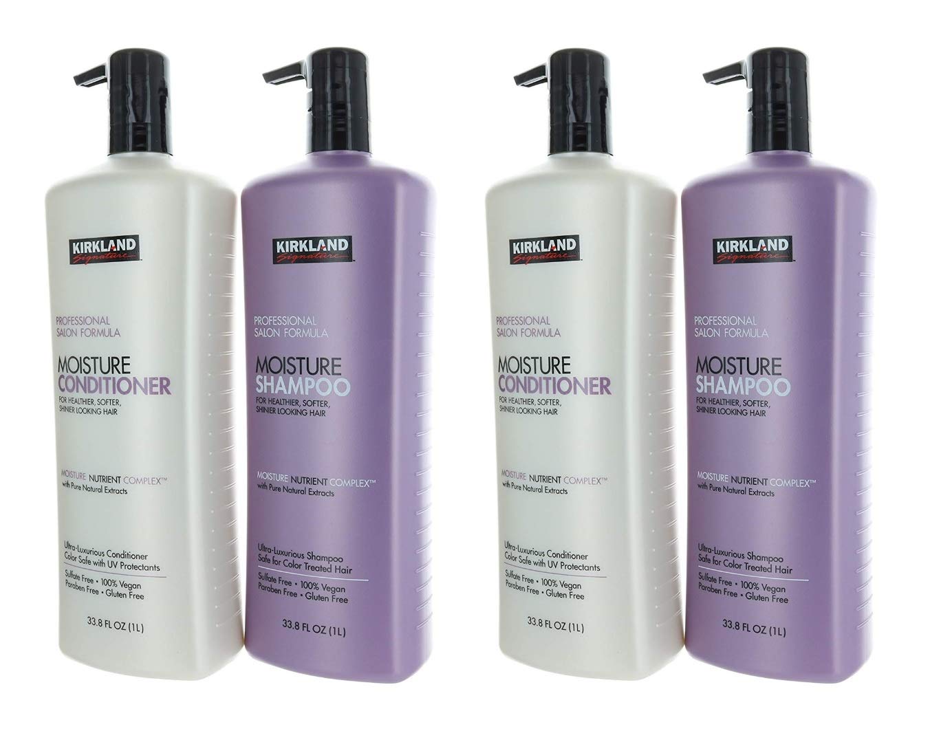 Kirkland Signature Professional Salon Formula Shampoo & Conditioner Bundle- Includes Two Moisture Shampoo and Two Conditioner, (33.8 Fl. Oz Each)