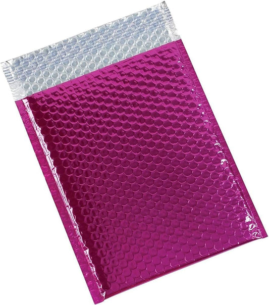 10.5"x16" Self-Sealing Metallic Pink Poly Bubble Mailer - 60