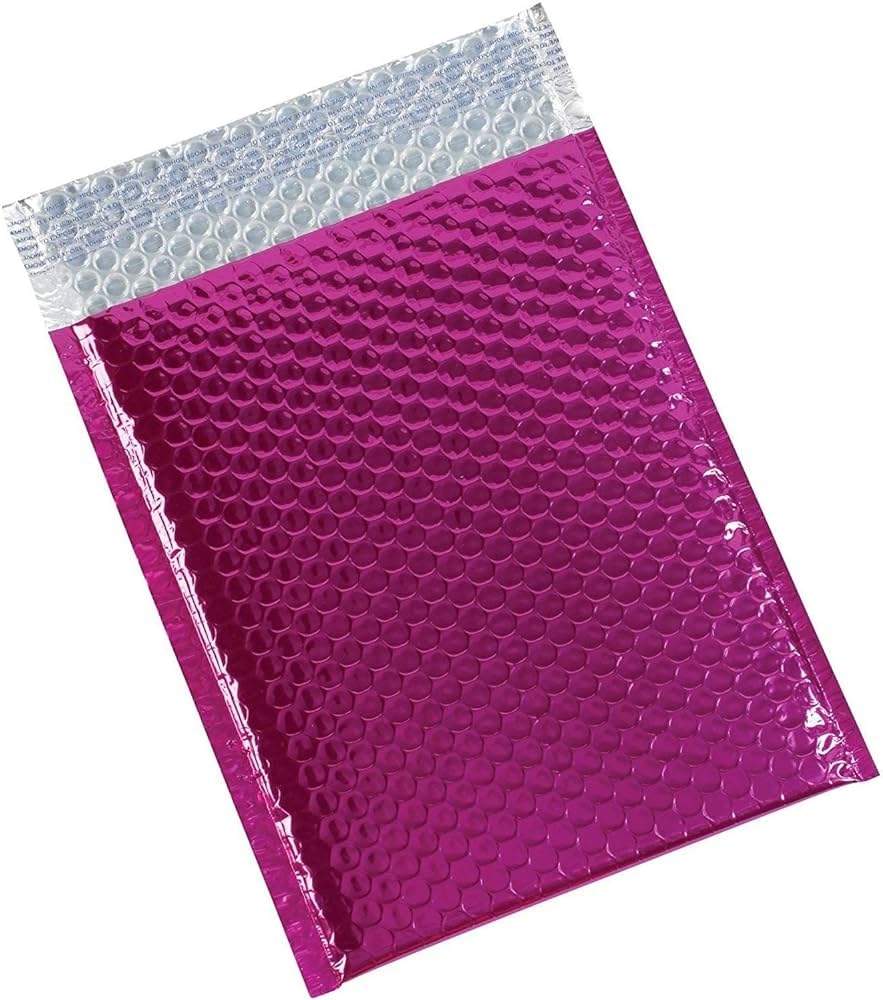 10.5"x16" Self-Sealing Metallic Pink Poly Bubble Mailer - 80