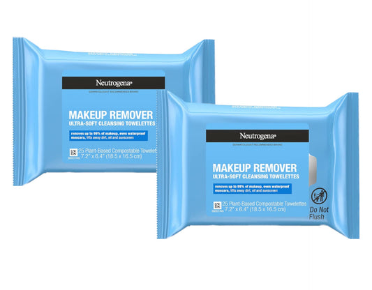 Neutrogena Make-Up Remover Cleansing Towelettes Refills 25 Each ( Pack of 2)
