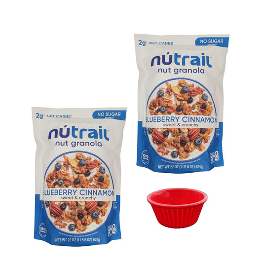 KING BUY BOX 1 PCS cup Bundle with Nut Granola Cereal, Blueberry Cinnamon, No Sugar Added, Keto, Gluten Free, 22 oz. 2PACK. compatible with Nut Trail