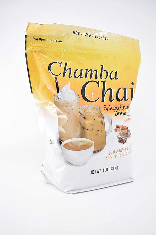 Chamba Chai Spiced Chai Latte Drink Mix (4lb Resealable Bag), 20 CT