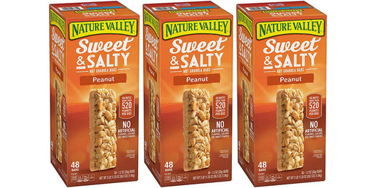 Nature Valley Sweet and Salty Granola Bars Peanut dipped in Peanut Butter Coating, 48 Bars (3 Boxes)