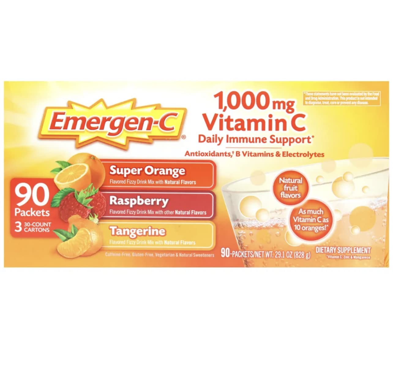 Emergen-C Tangerine Fizzy Drink Mix 90 Pack