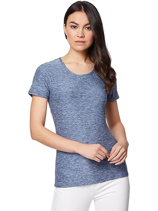 2 Pack 32 Degrees Women's Cool Frabic Fitted Lightweight T-Shirt | Moisture Wicking | Anti-Odor | Quick Dry (as1, Alpha, xx_l, Regular, Regular, Blue Heather)