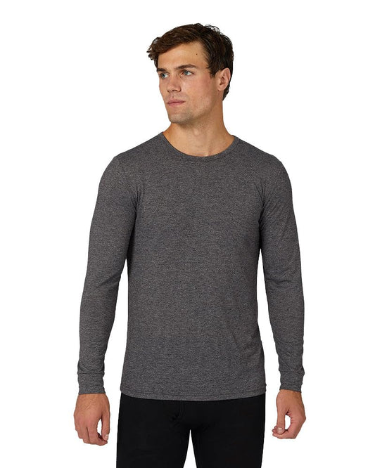 32 Degrees Men's Lightweight Baselayer Crew Top | Form Fitting | Long Sleeve| 4-Way Stretch | Thermal, Charcoal Heather, Medium