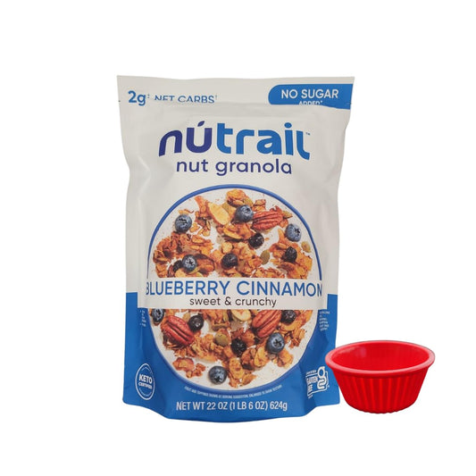 KING BUY BOX 1 PCS cup Bundle with Nut Granola Cereal, Blueberry Cinnamon, No Sugar Added, Keto, Gluten Free, 22 oz. 1 Count. compatible with Nut trail