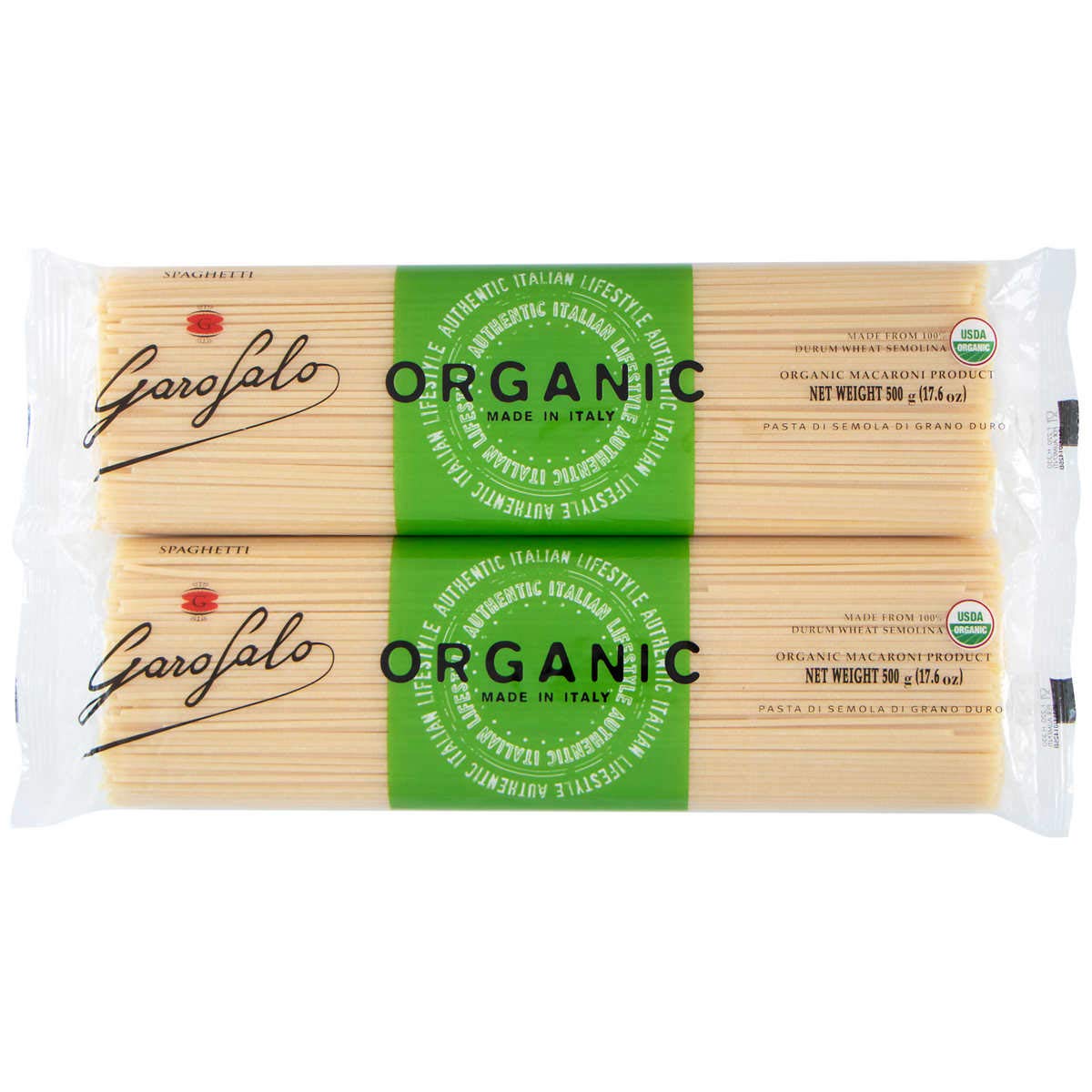 Garofalo Organic Spaghetti Noodles 17.6 oz, 8-count- (Bundle/Pack of 8) Italian Cousine