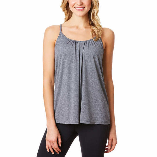 Camisole with Built In Bra by 32 Degrees Cool Easy Comfort Easy Wear, Dark Heather Grey, Medium