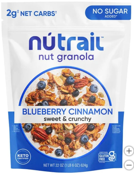 LOW CARB Keto Nut Granola, Blueberry Cinnamon, 22oz (642g)