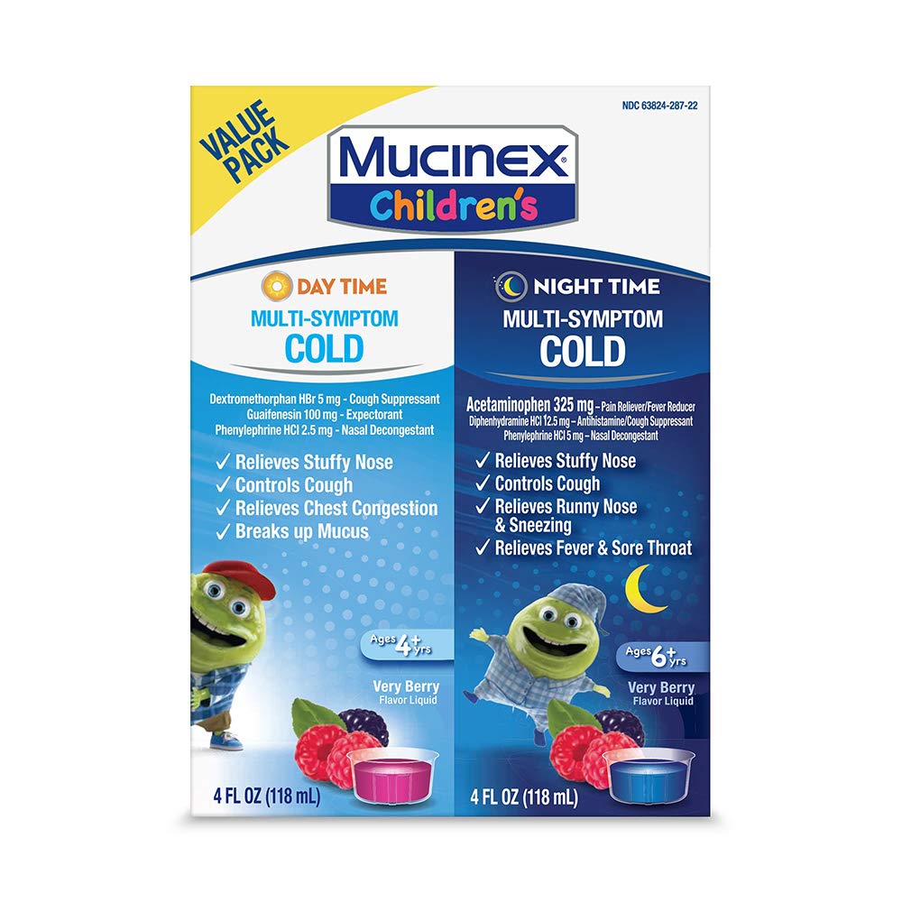 Mucinex Children's Multi-Symptom, Day/Night Liquid, Berry, 8oz