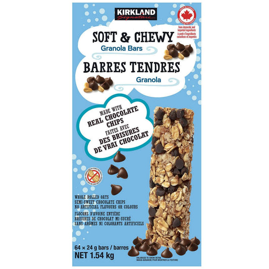 Kirkland Signature Soft & Chewy Granola Bars 64ct 24g/0.84oz, (Imported from Canada)