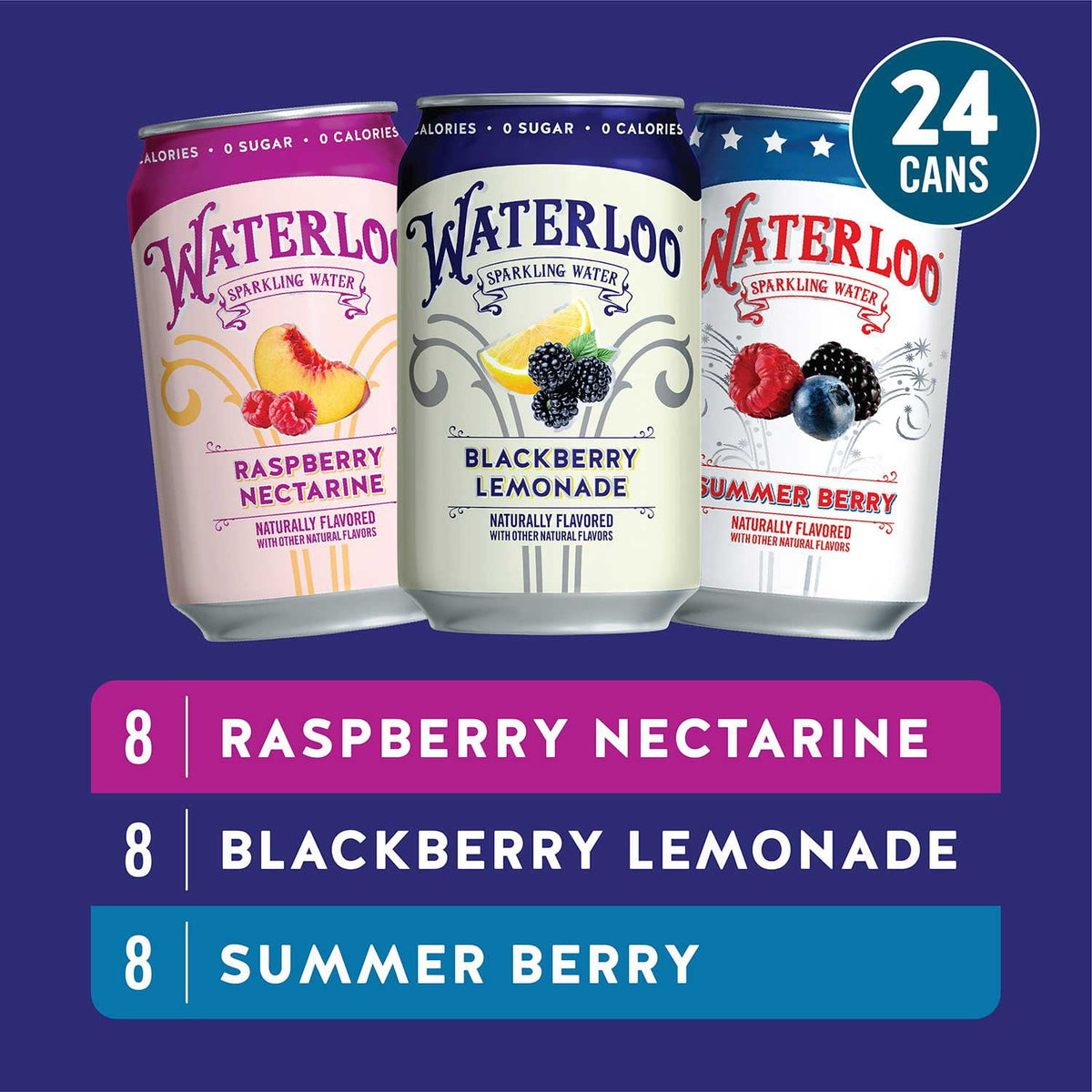 Waterloo Sparkling Water Variety Pack 12 fl. oz., 24 pk.