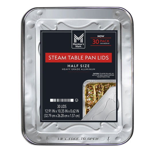 Member's Mark Aluminum Steam Table Lids, Half Size 30 ct.