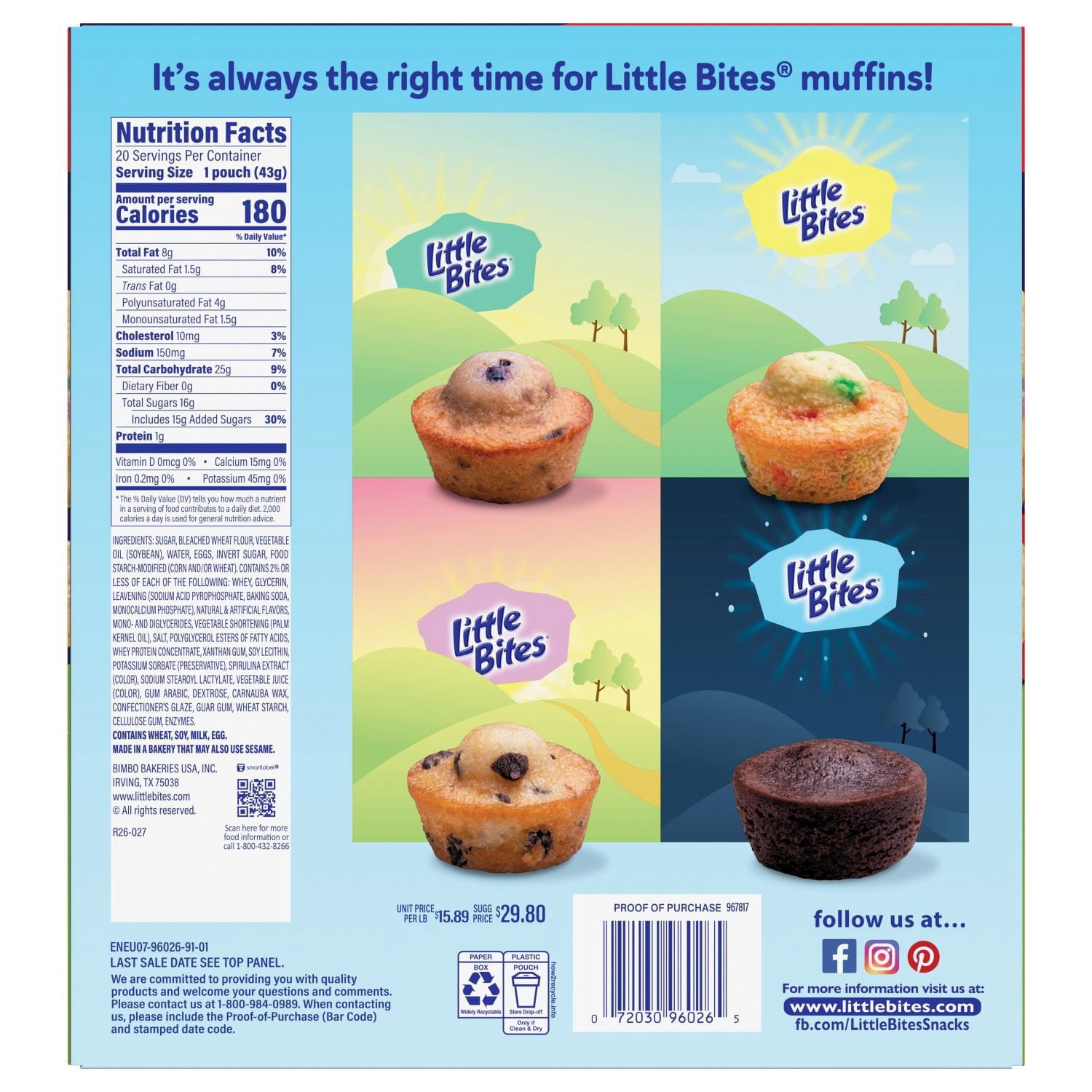 Entenmann's Little Bites Party Cake Muffins, 1.5 oz., 20 pk.