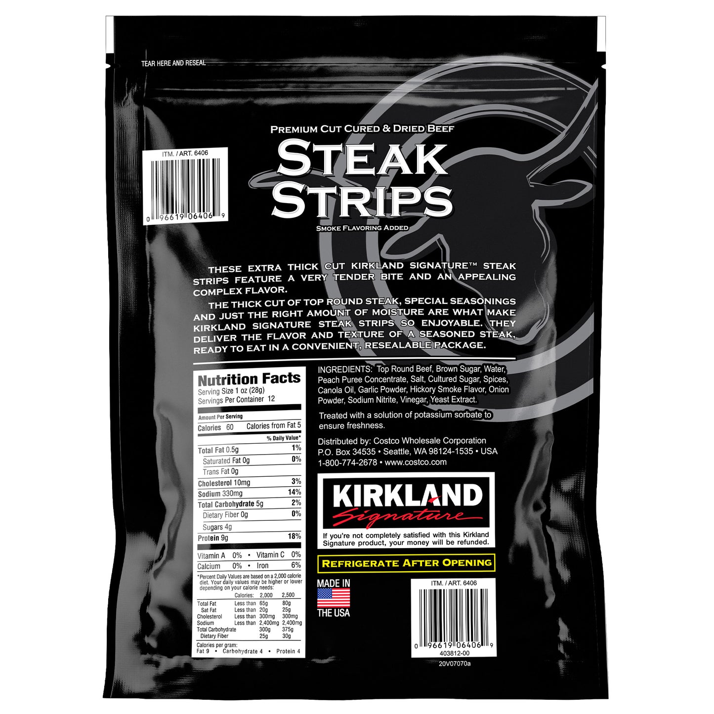 KIRKLAND SIGNATURE STEAK STRIPS 12 OZ
