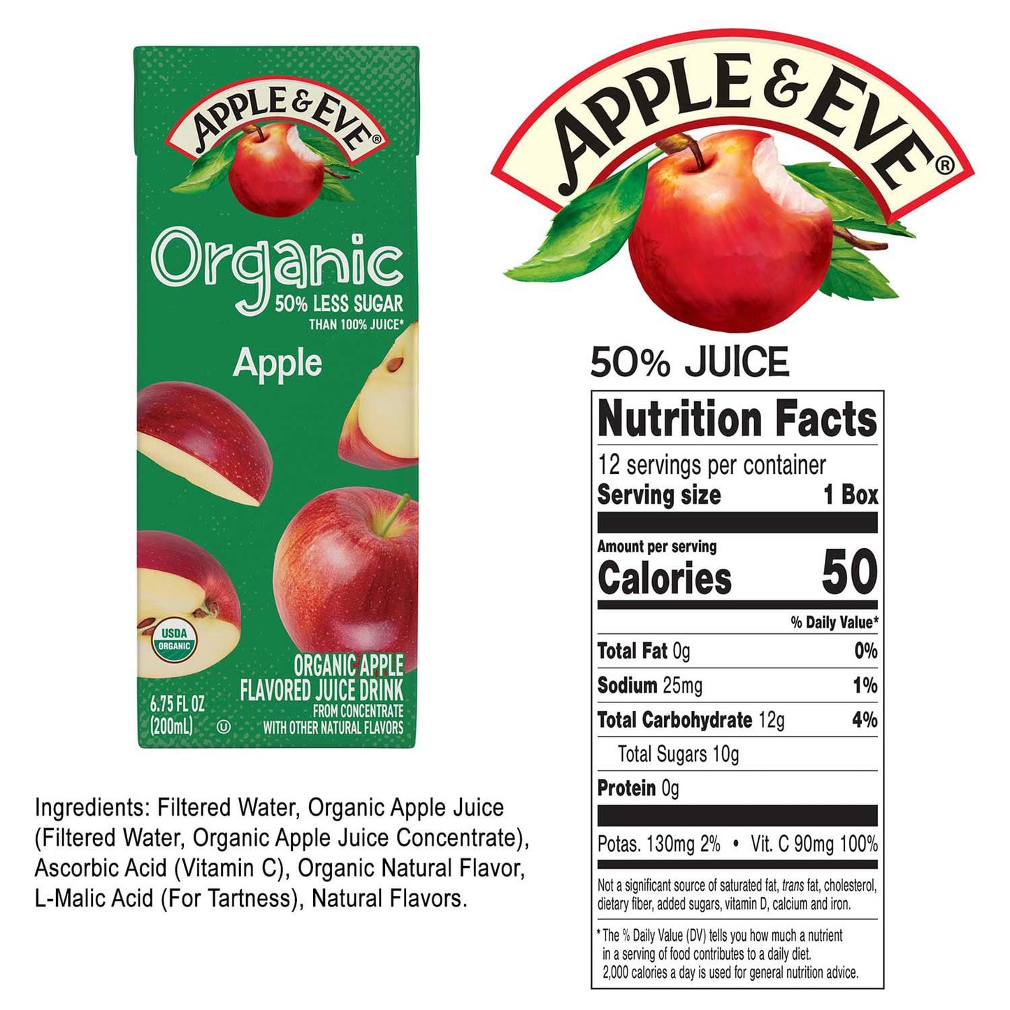 Apple & Eve Organic Reduced Sugar Variety Pack, 6.75 fl. oz., 36 pk.