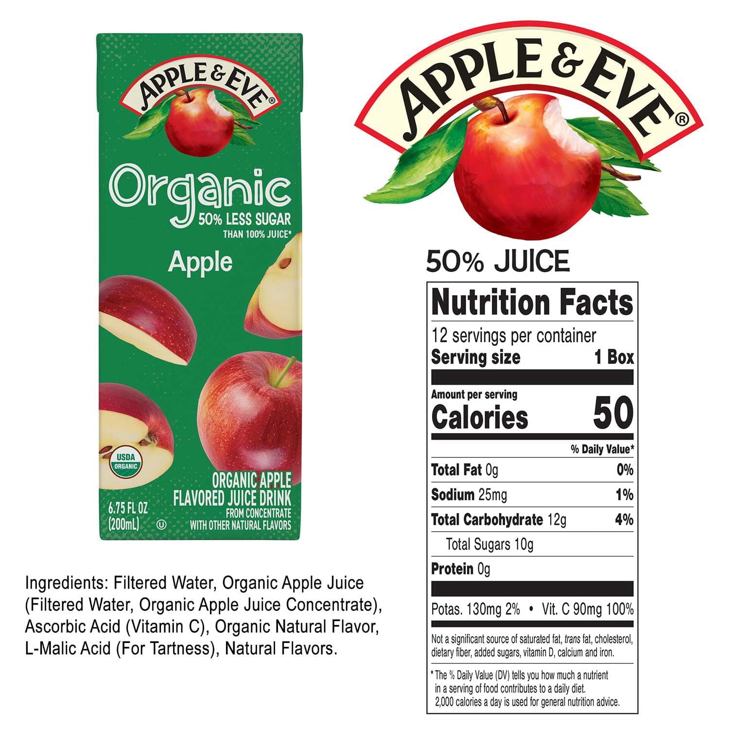 Apple & Eve Organic Reduced Sugar Variety Pack, 6.75 fl. oz., 36 pk.
