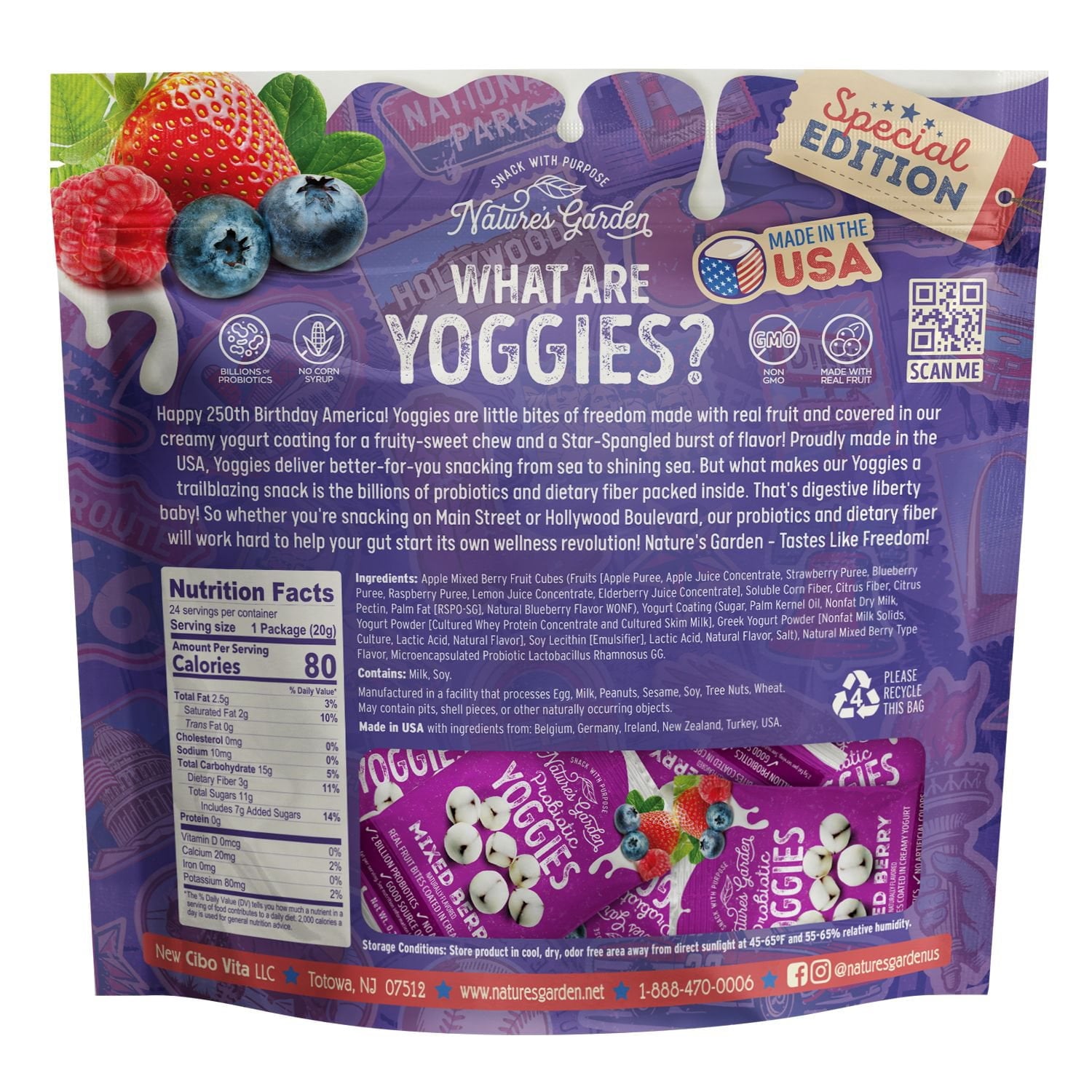 Nature's Garden Probiotic Mixed Berry Yoggies 0.7 oz., 24 pk.
