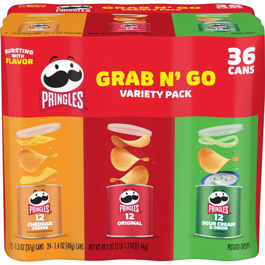 Pringles Potato Crisps, Grab N’ Go Variety Pack Chips, 36 pk.