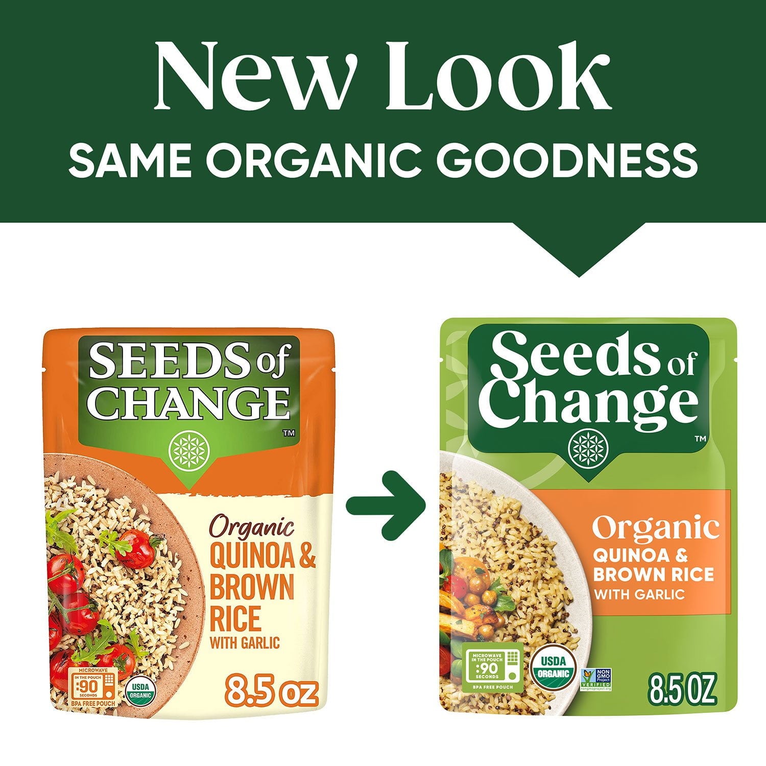 Seeds of Change Certified Organic Quinoa and Brown Rice with Garlic 8.5 oz., 6 pk.