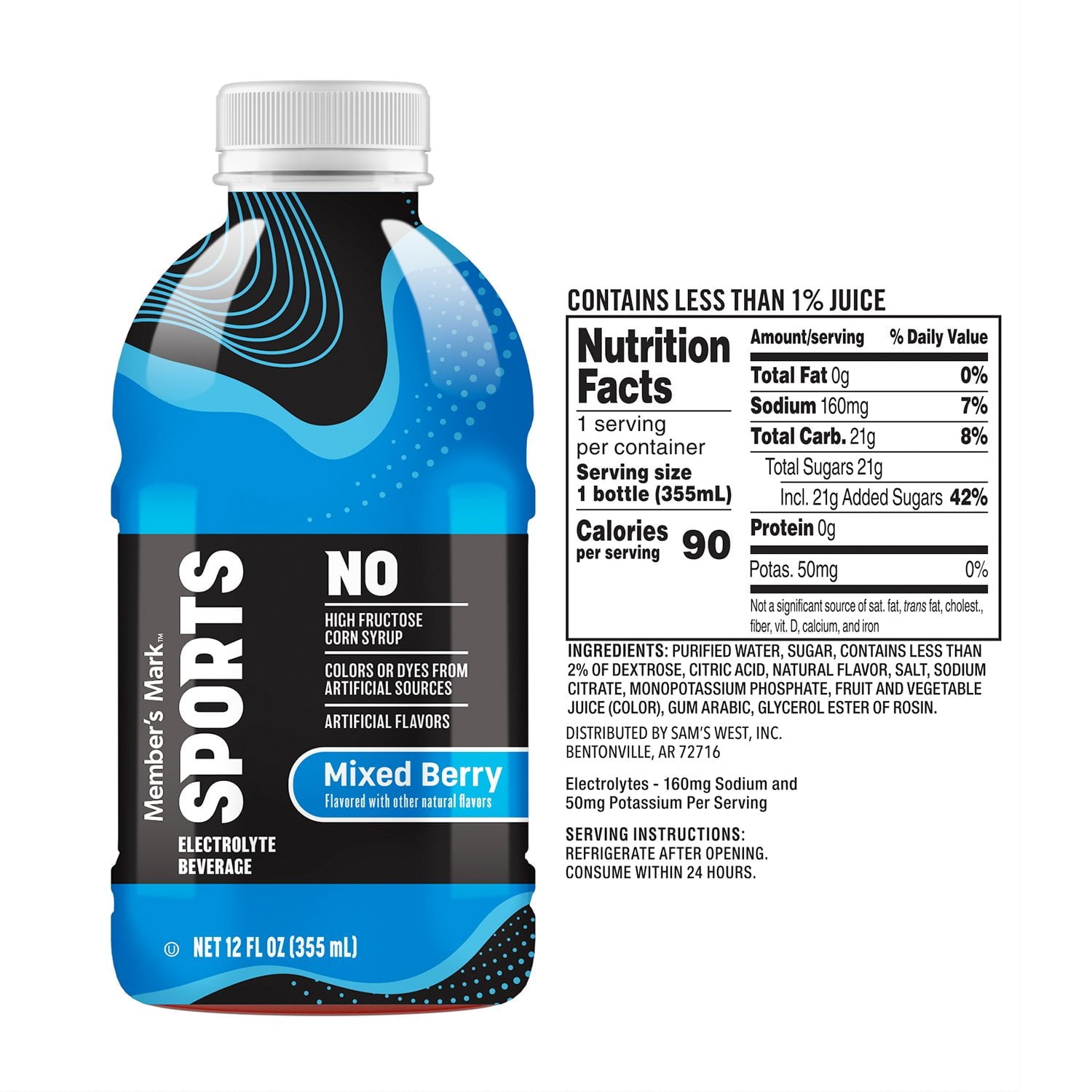 Member's Mark Sports Drink Variety Pack, 12 fl. oz., 24 pk.